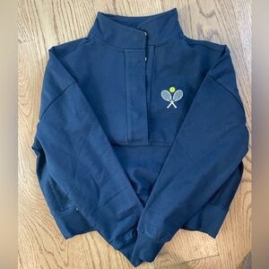 Women's Navy Warmup Quarter-Zip Pullover